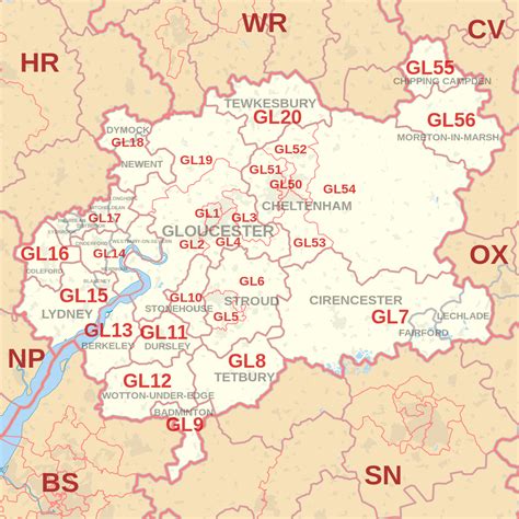 Postcodes in Cheltenham .